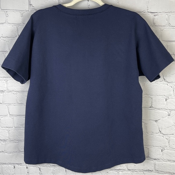 J. CREW navy blue cotton embellished short sleeve sweatshirt top, size M - Picture 3 of 12